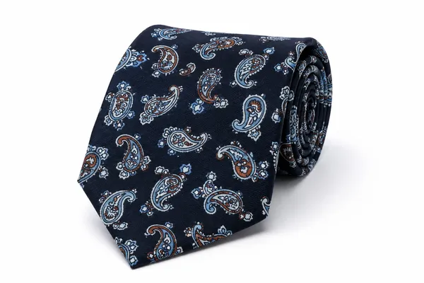 Cravată bleumarin din mătase cu model paisley